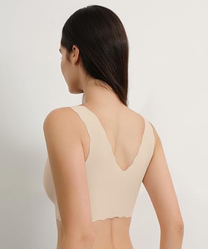 Wireless Deep V Bras for Women - Comfortable No Underwire Bras - Perfect for Yoga, Workouts & Everyday Wear