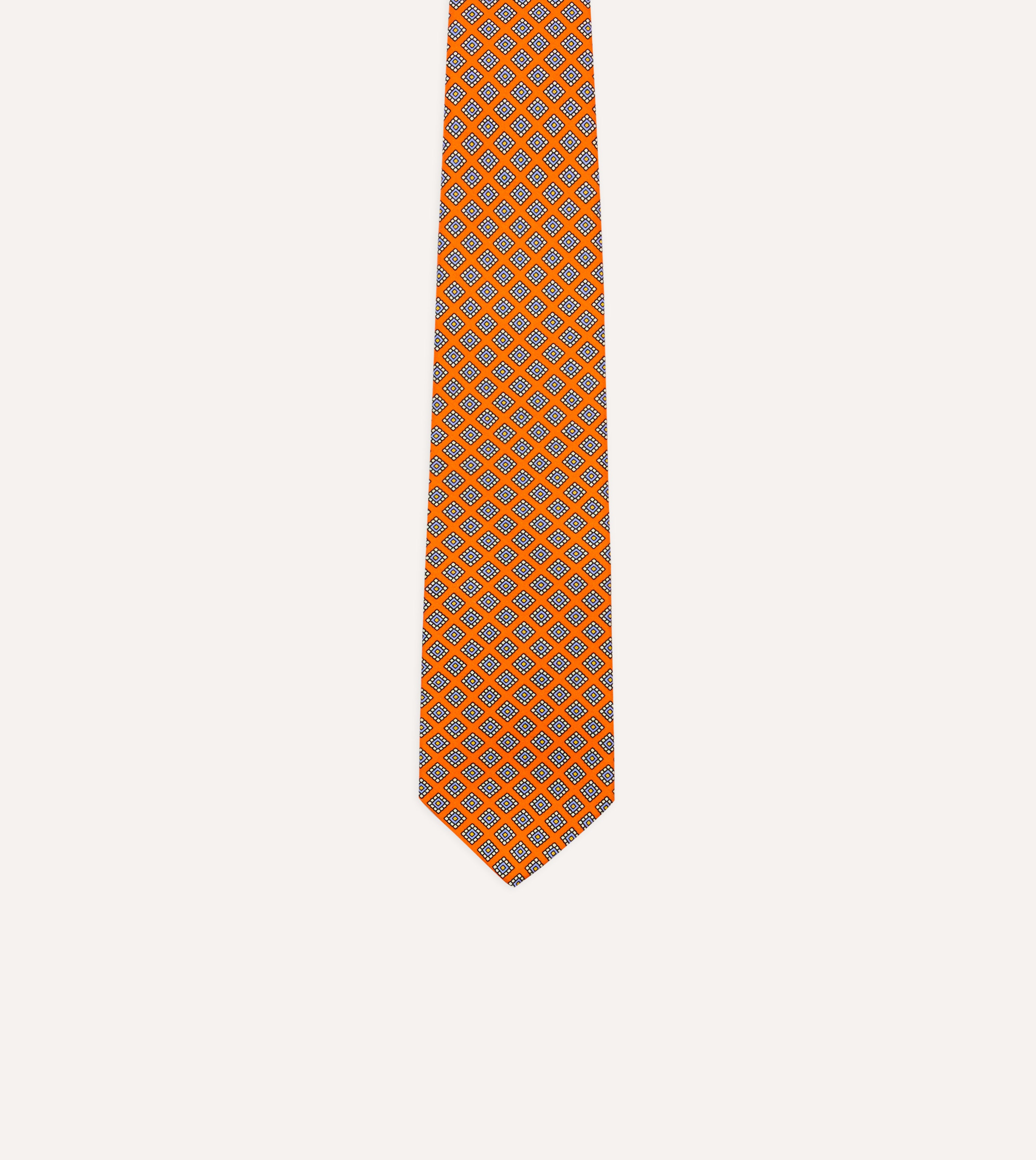 Premium Orange Square Medallion Self-Tipped Silk Tie for Men - Elegant Business & Formal Wear Accessory for Weddings, Office & Special Occasions
