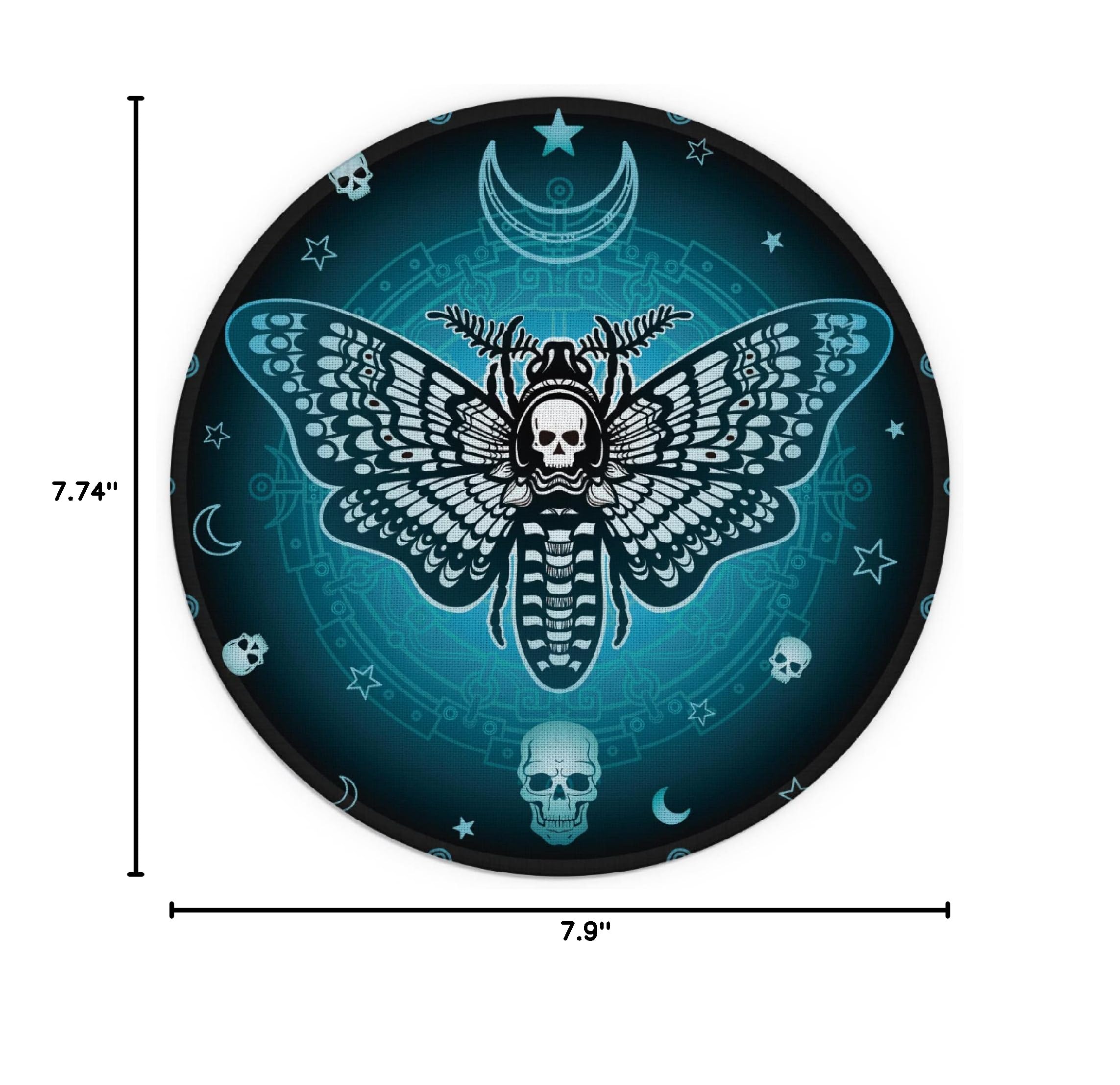 Gothic Blue Butterfly Skull Mouse Pad - 7.9 x 7.9 Inch Waterproof Non-Slip Rubber Base Round Mousepad for Office, Home, Dorm Desk Decor - Perfect Gift for Gothic Lovers, Sisters & Daughters - Great for Gaming, Work & Study Setups