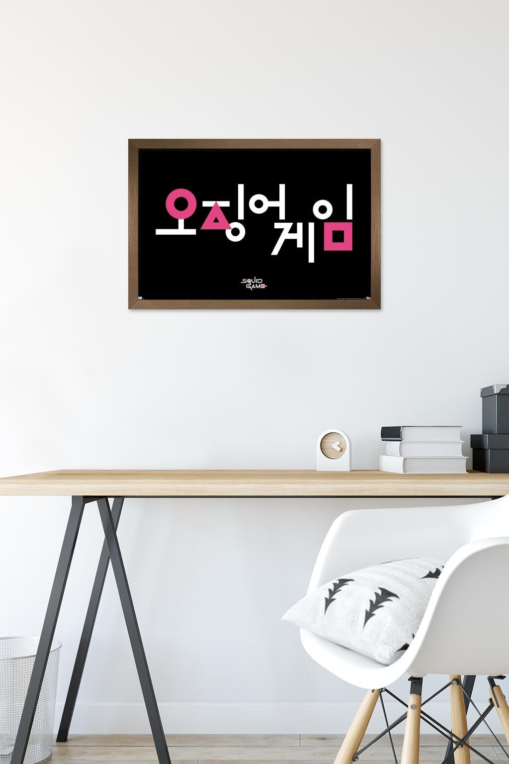 Netflix Squid Game Korean Logo Wall Poster - 14.725x22.375 Inches Bronze Framed Art Print - Perfect for Home Theater, Game Room & K-Drama Fan Decor