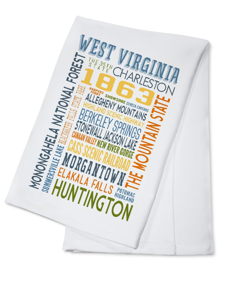 West Virginia Typography Cotton Tea Towel - 100% Cotton Decorative Hand Towel for Kitchen, Home & Gift - Perfect for Dish Drying, Decor & Housewarming