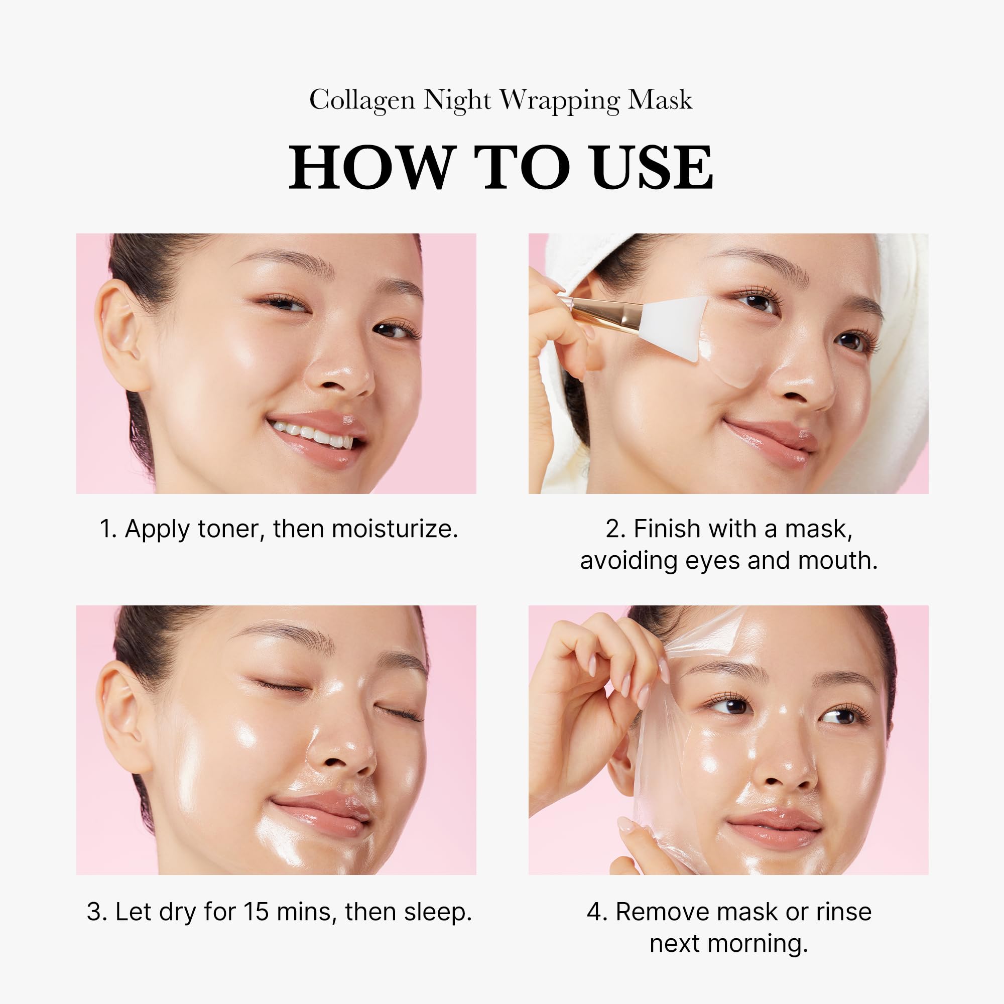 Medicube Viral Glass Glow Overnight Wrapping Mask Duo Set - Collagen & Turmeric Peel Off Facial Mask Pack with Jelly Brush for Hydration & Brightening | Perfect for Night Skincare Routine & Glowing Skin