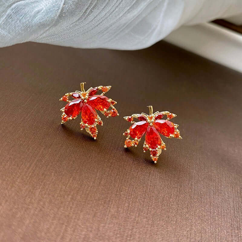 14K Gold Plated Maple Leaf Earrings for Women - Elegant Dangle Drop Earrings for Everyday Wear | Perfect Gift for Birthday, Anniversary & Mother's Day | GS040