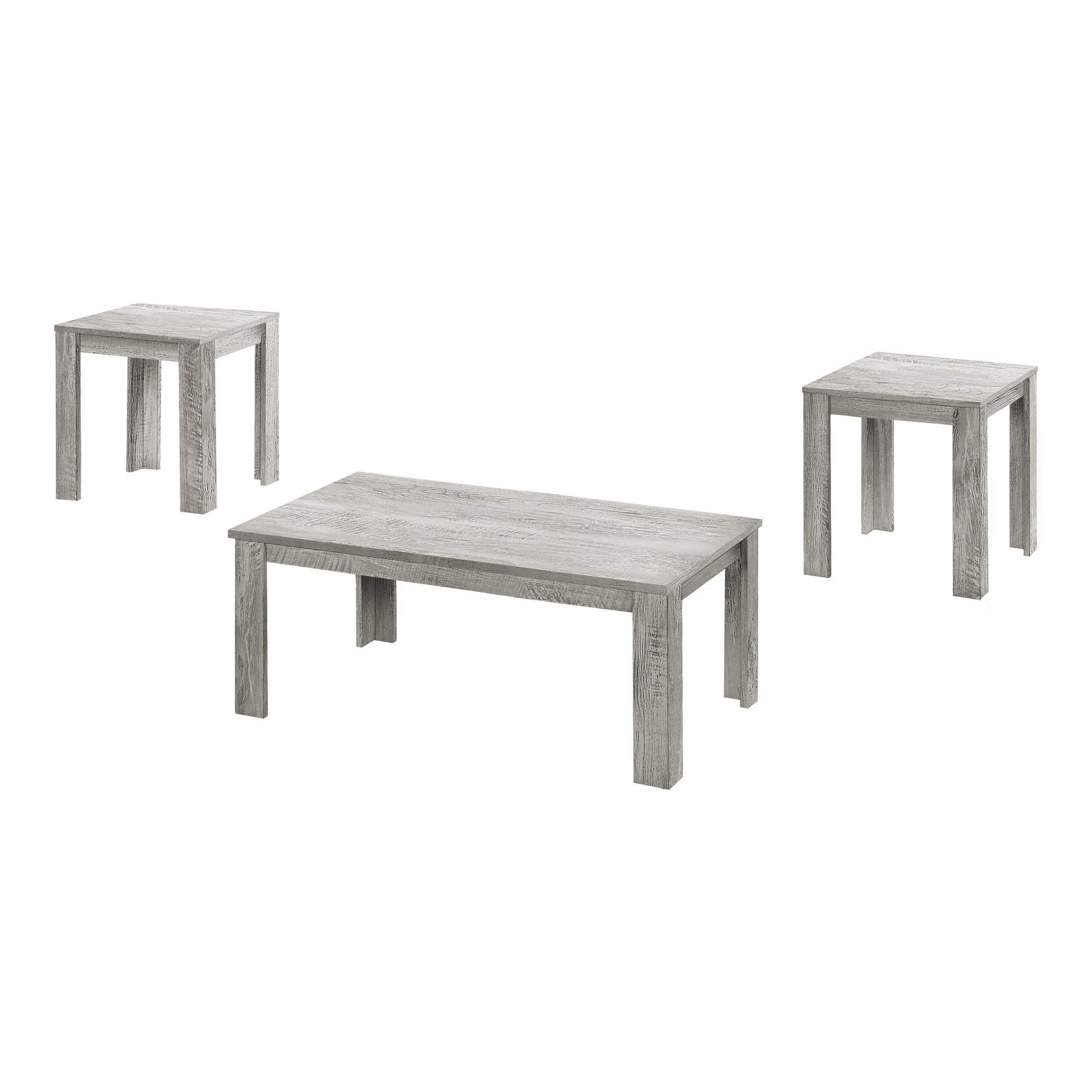 Monarch Specialties I 7860P 3-Piece Coffee Table Set - Grey Laminate End & Side Tables for Living Room - Transitional Style Accent Furniture for Home Decor & Entertainment Areas