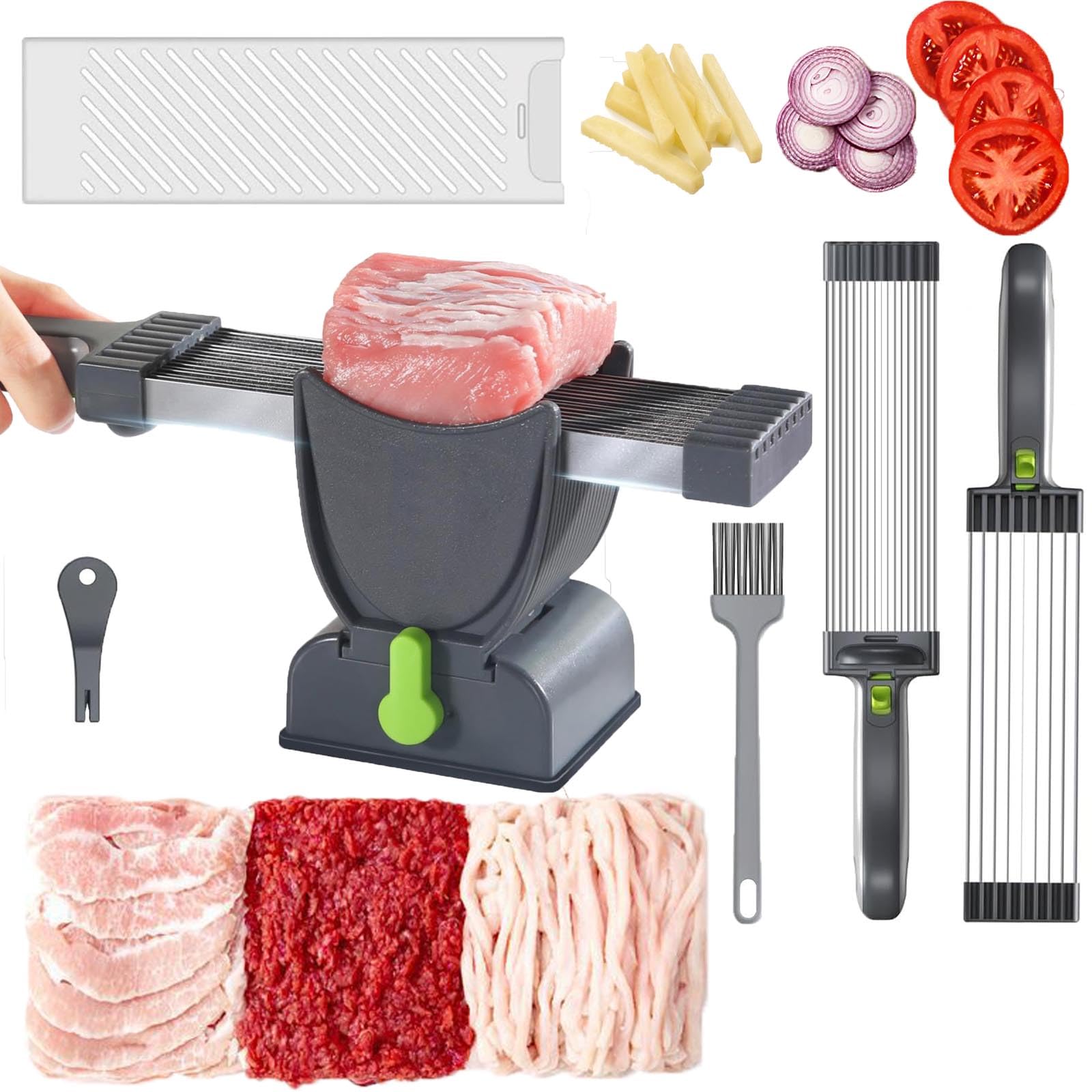 Premium Manual Meat Cleaver & Slicer - Adjustable 2-4mm Blade for Fresh Meat, Potatoes & Vegetables | Dishwasher Safe Home Kitchen Tool | Perfect for Meal Prep, BBQ & Home Cooking (1 Set)