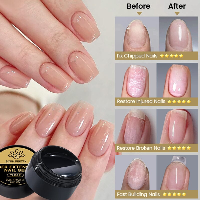 30ml Fiber Glass Extension Nail Gel Kit - Professional Strength Nail Builder for Long-Lasting Manicures | Perfect for Salon, Home Use & DIY Nail Art