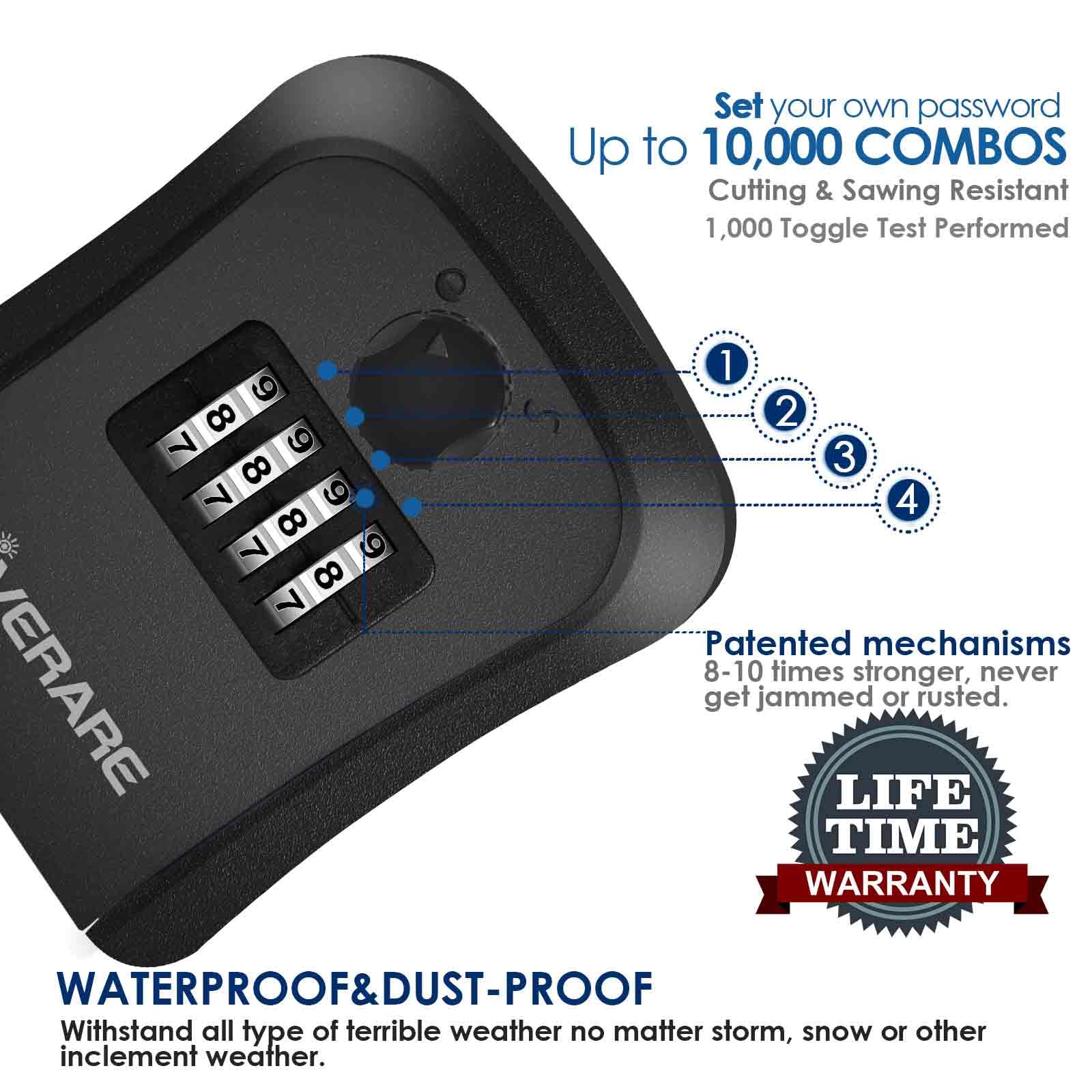 GIVERARE 2 Pack Key Lock Box - 4 Digit Combination Wall Mount Outdoor Key Safe, Waterproof Key Hider for House Keys, Resettable Security Password Box with Mounting Kit (Black) | Perfect for Vacation Rentals, Airbnb Hosts, and Home Key Storage