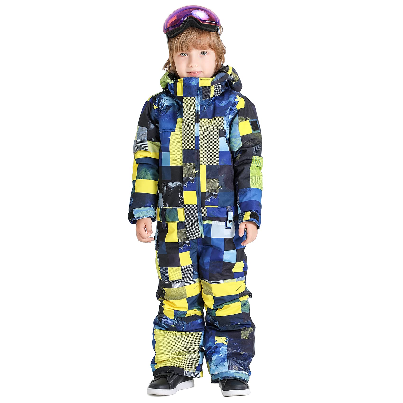 GSOU SNOW Kids Ski Suit - Waterproof & Windproof One-Piece Snowsuit for Boys & Girls - Perfect for Snowboarding, Skiing & Winter Outdoor Activities