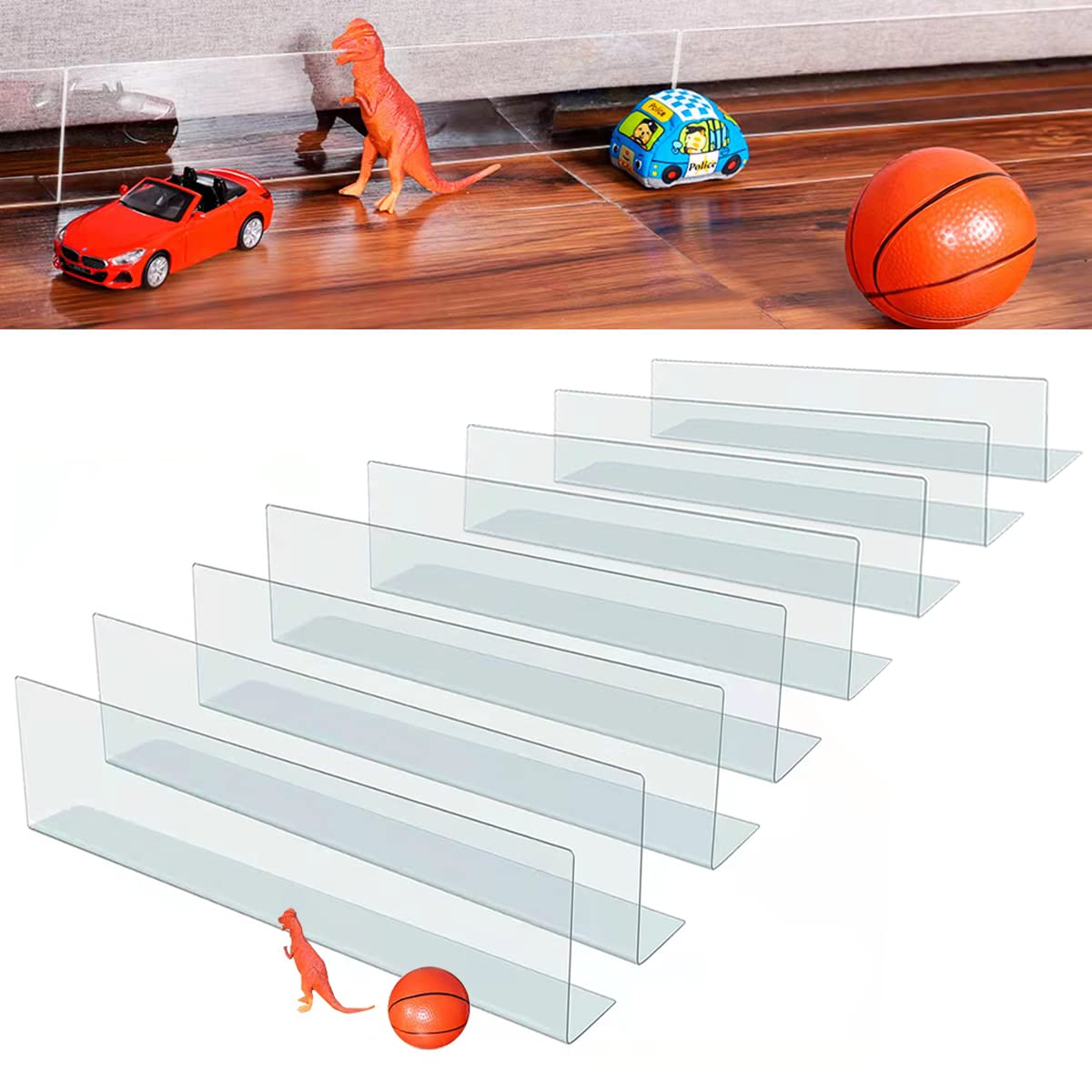 8 Pack Clear PVC Under Bed & Couch Blockers - 4.7