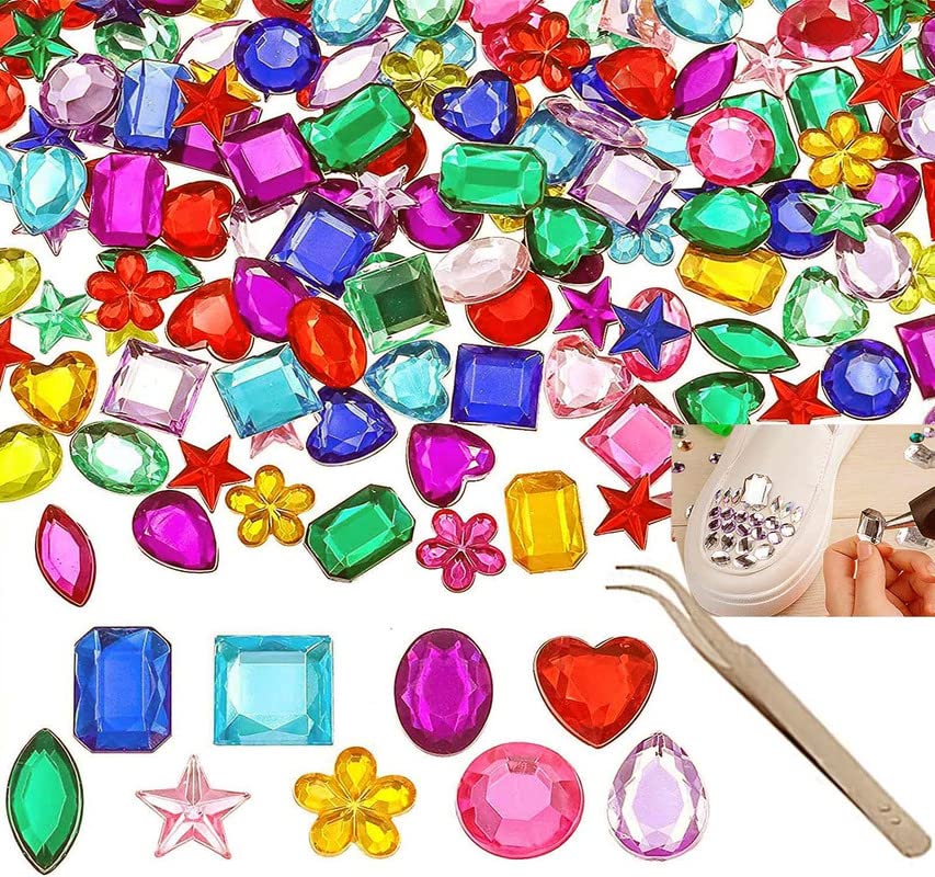 150 Pcs Mixed Size Acrylic Flatback Rhinestones - 10-15mm DIY Gems & Jewels for Arts, Crafts, Jewelry Making, Scrapbooking & Nail Art Decoration