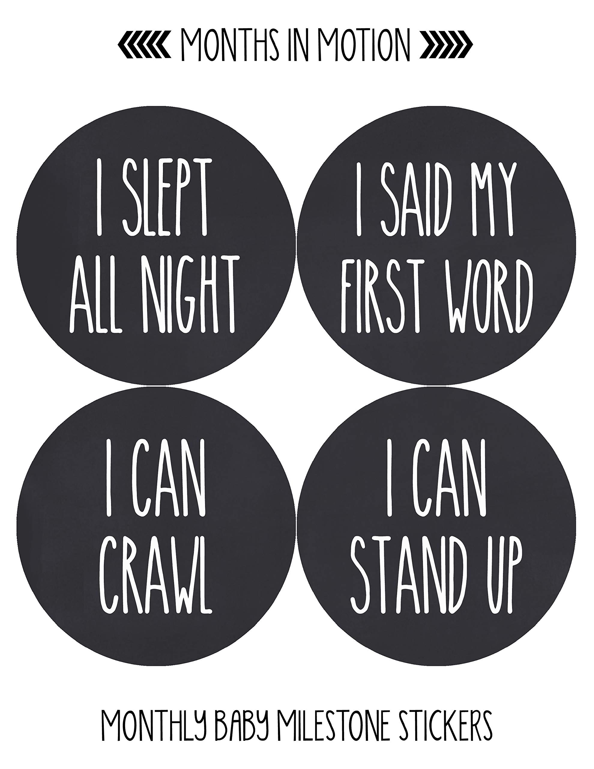 Baby Monthly Milestone Stickers Set of 24 - Gender Neutral Newborn Growth Tracking Stickers for Boys & Girls - Perfect for Baby Photo Shoots, Scrapbooking & First Year Memory Books