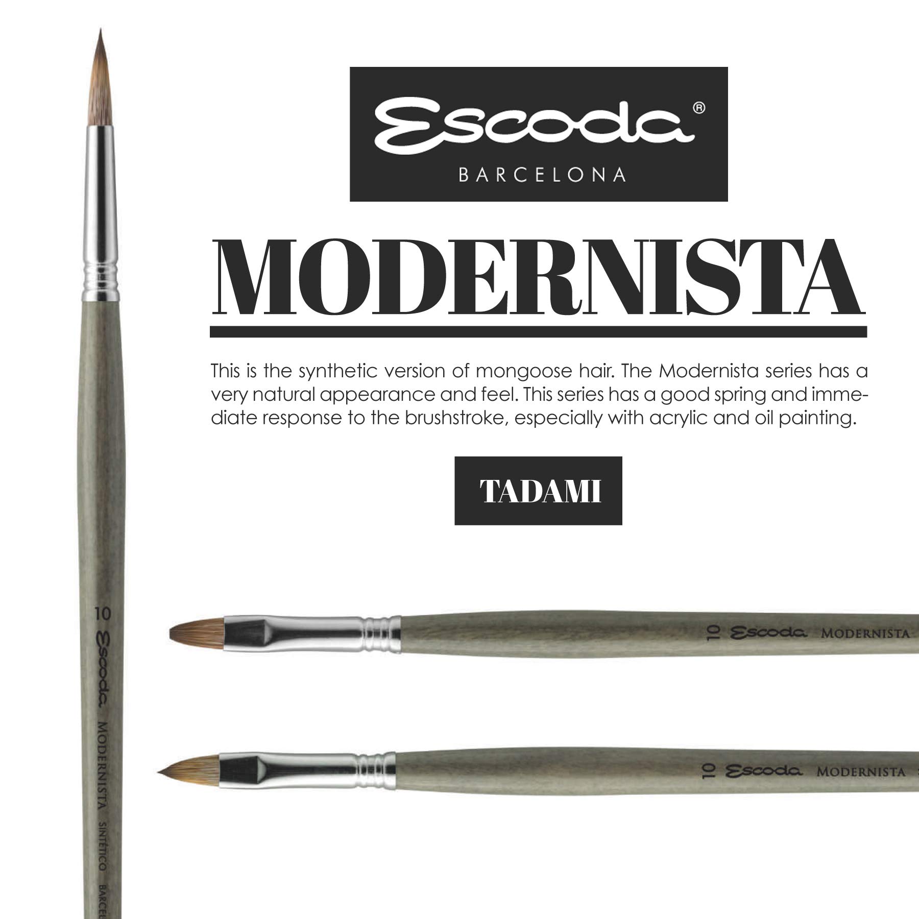 Escoda Modernista Series Artist Paint Brush - Size 20 Filbert for Oil & Acrylic Painting - Professional Long Handle Paintbrush for Canvas, Portrait & Fine Art - Perfect for Artists & Beginners
