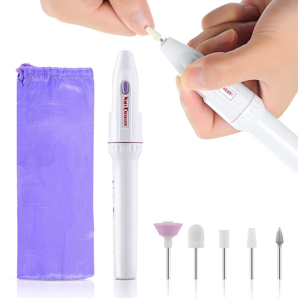Professional Portable Electric Nail Drill Kit - Rechargeable Nail File Machine for Gel & Acrylic Nails with 6 Drill Bits - Perfect Manicure Pedicure Tools Set for Women & Girls - Home Salon & Travel Nail Care Essential