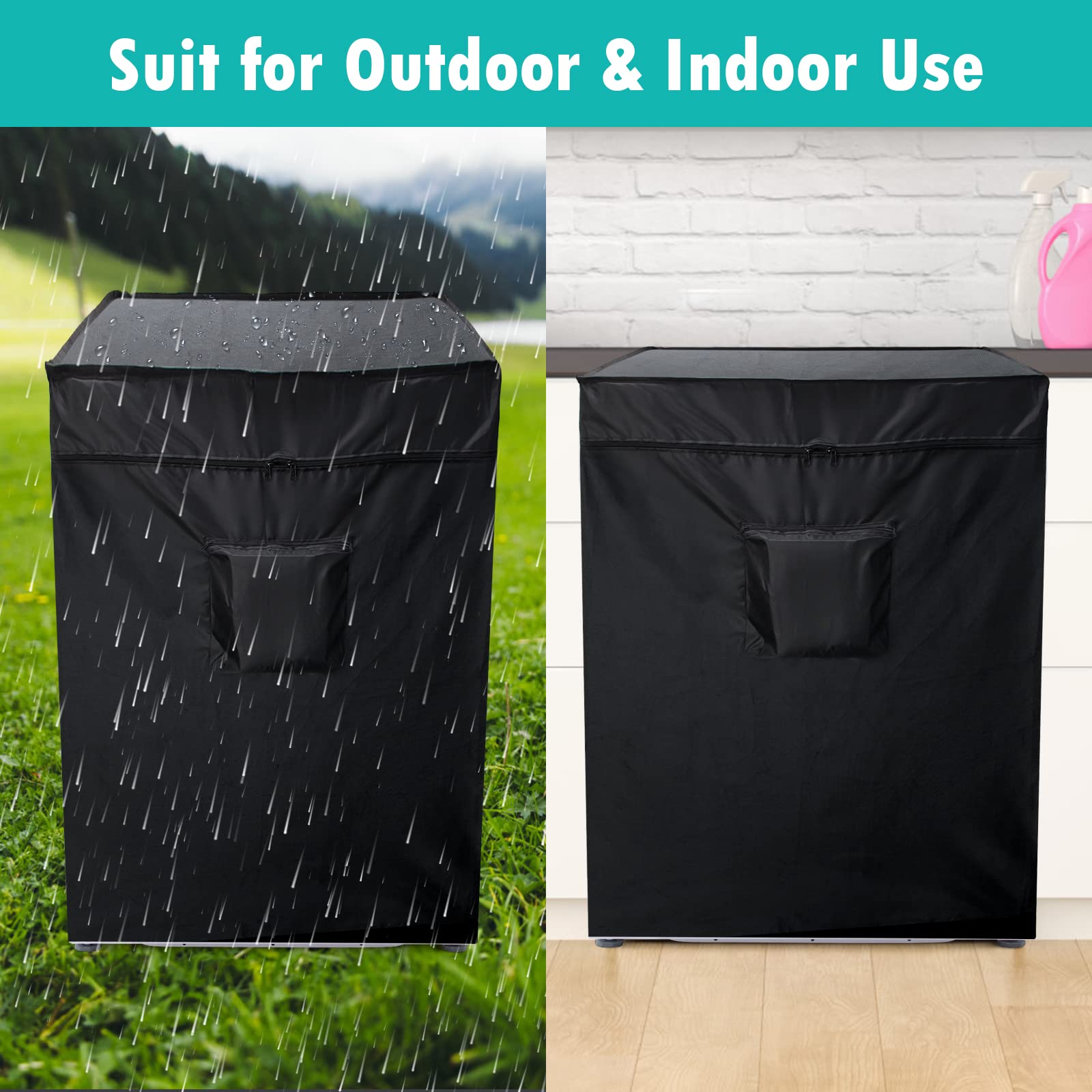 Luxiv Waterproof Black Chest Freezer Cover - 25Lx23Wx34H Compact Size for 5 Cubic Feet Freezers | Heavy Duty Zipper Pocket & Adjustable Straps | Perfect for Outdoor, Garage, or Basement Storage