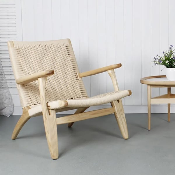 Modern Danish Design Coastal Lounge Chair - Japandi Outdoor Patio Armchair by Hans Wegner | Perfect for Beach Houses, Poolside Relaxation & Scandinavian-Inspired Gardens