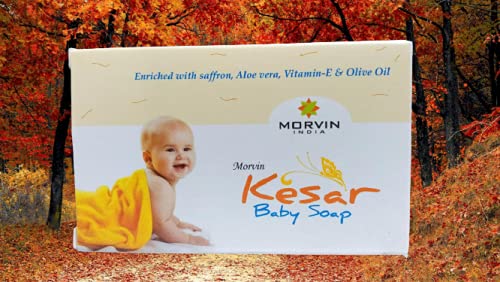 ZUULUZRS Morvin India Kesar Baby Soap with Saffron, Aloe Vera, Vitamin E & Olive Oil - Nourishing Bath Bar for Soft Skin - Perfect for Baby Care & Sensitive Skin