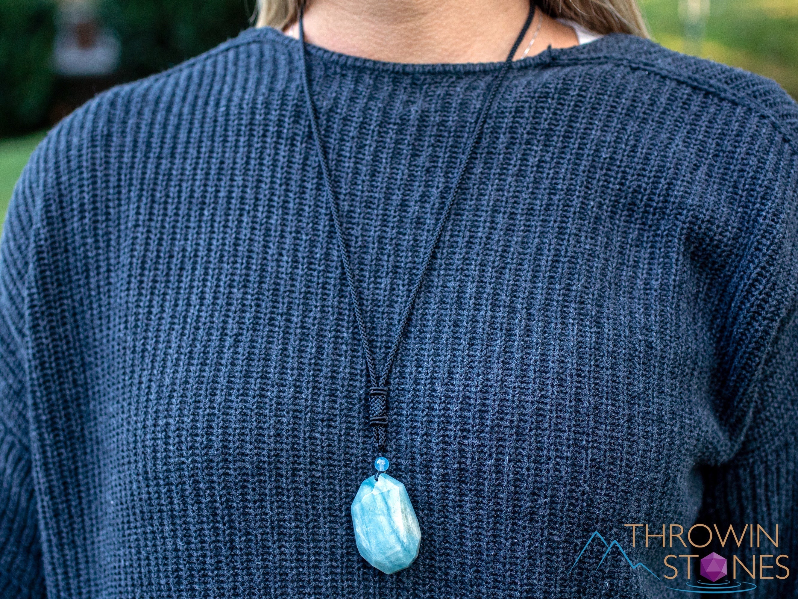 AQUAMARINE Crystal Necklace - Handmade Birthstone Pendant with Healing Stones for Women | Elegant Jewelry Gift for Birthday, Anniversary & Spiritual Healing | E1569
