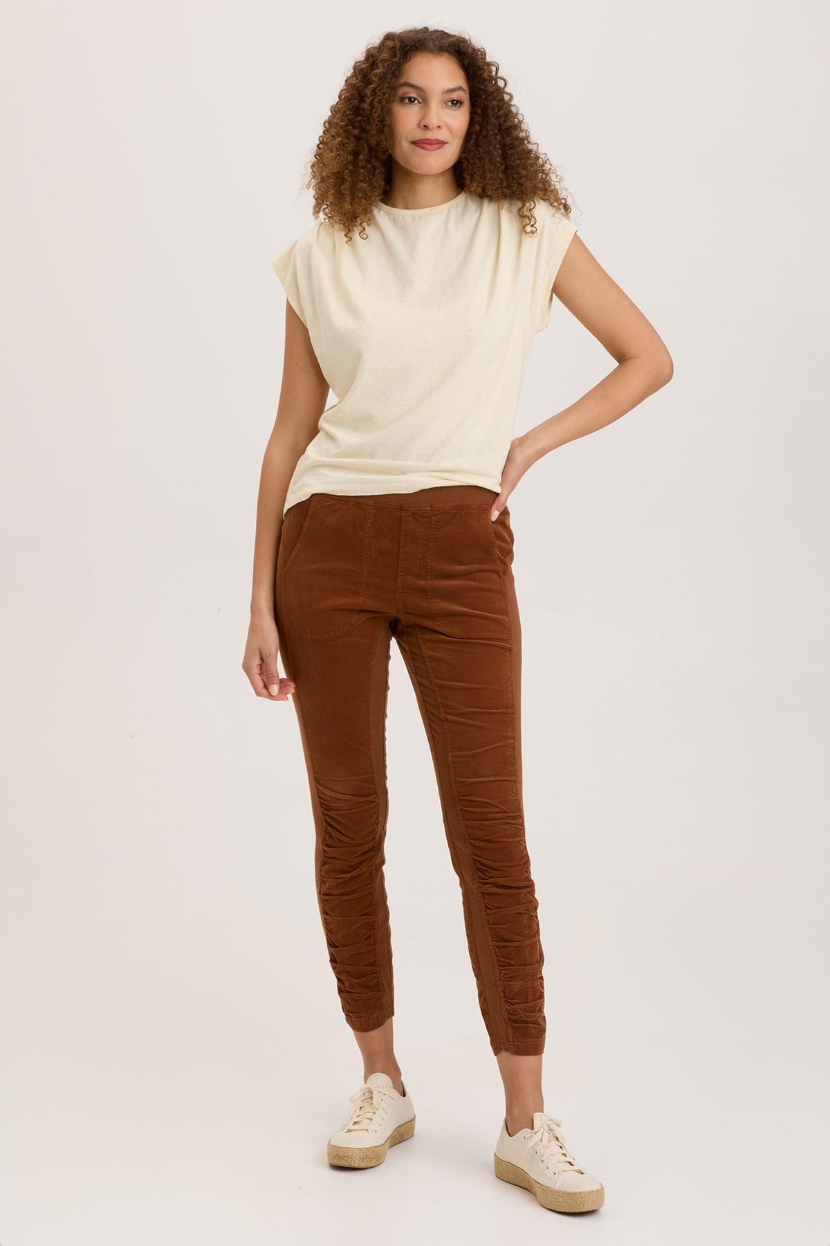 Stylish Cord Penny Leggings for Women - Comfortable & Stretchy High Waist Pants for Yoga, Workout & Casual Wear