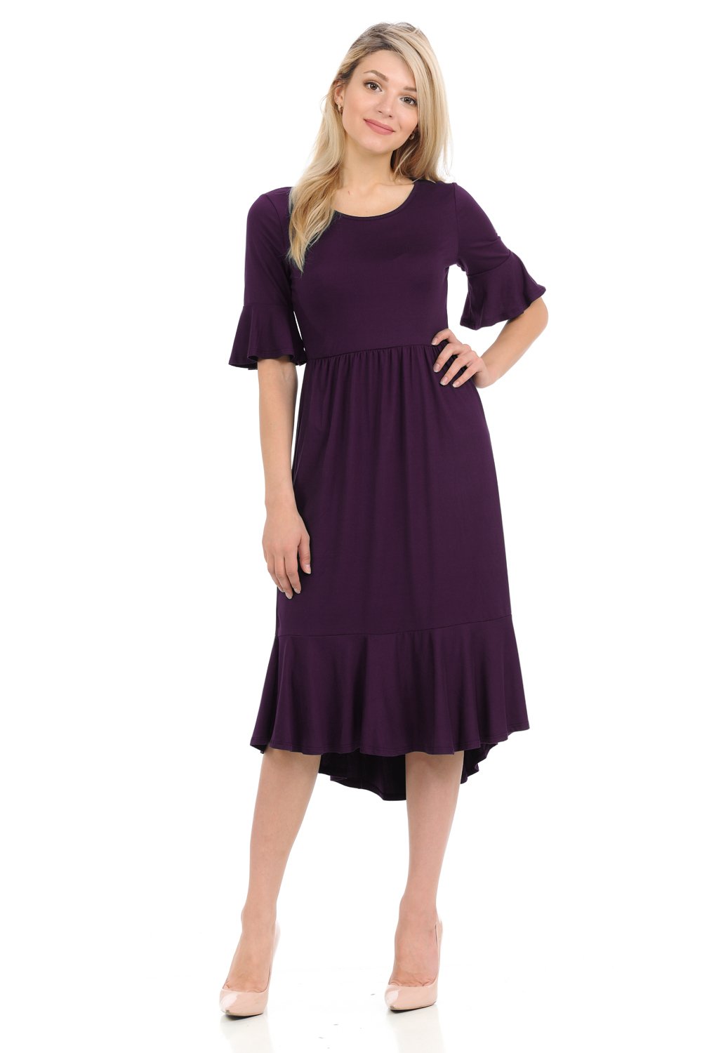 Iconic Luxe Women's Premium Knit Cropped Bell Midi Dress - Elegant Casual & Party Wear for Date Nights, Brunch & Special Occasions