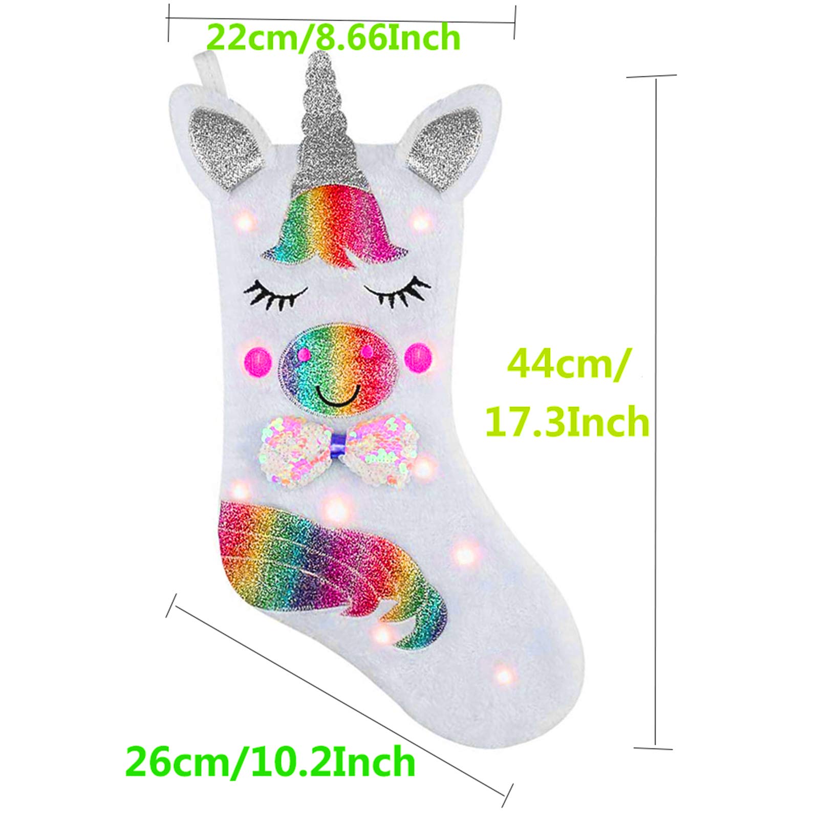 LED Light Sparkly Sequins Christmas Stockings - Festive Holiday Decor for Fireplace, Tree & Home Decoration