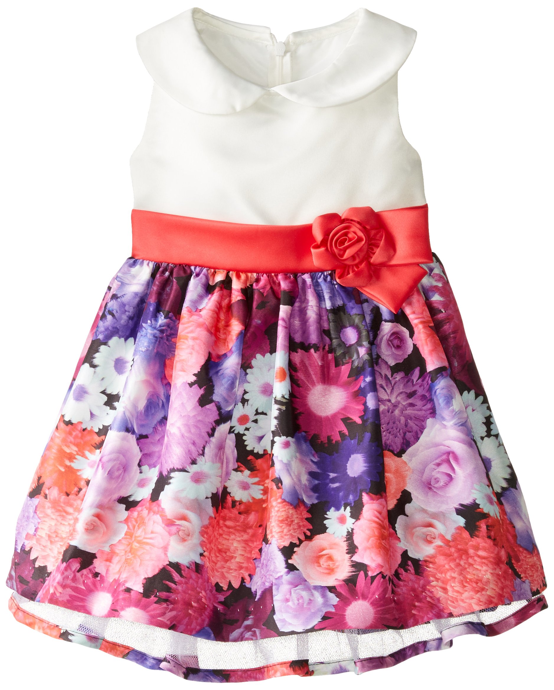 Bonnie Jean Little Girls' Floral Print Shantung Dress Skirt - Perfect for Birthday Parties, School Events & Special Occasions