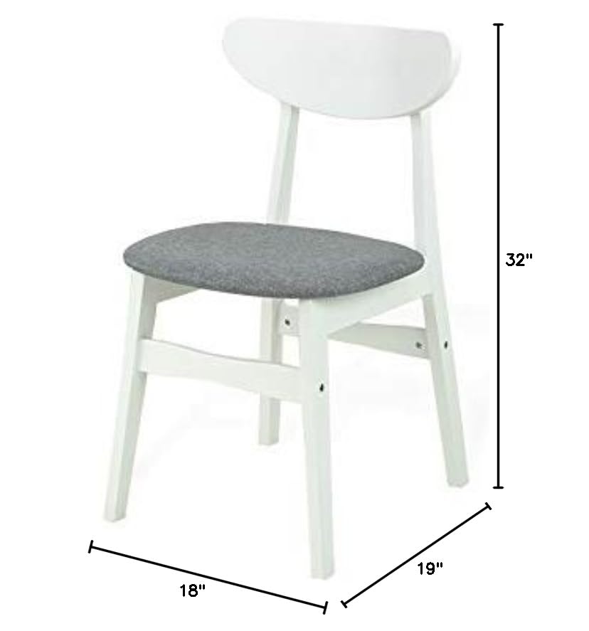 Wickerix Set of 4 Modern Solid Wood Dining Chairs with Padded Seats - Yumiko Style Kitchen Side Chairs for Dining Room, Breakfast Nook & Home Decor