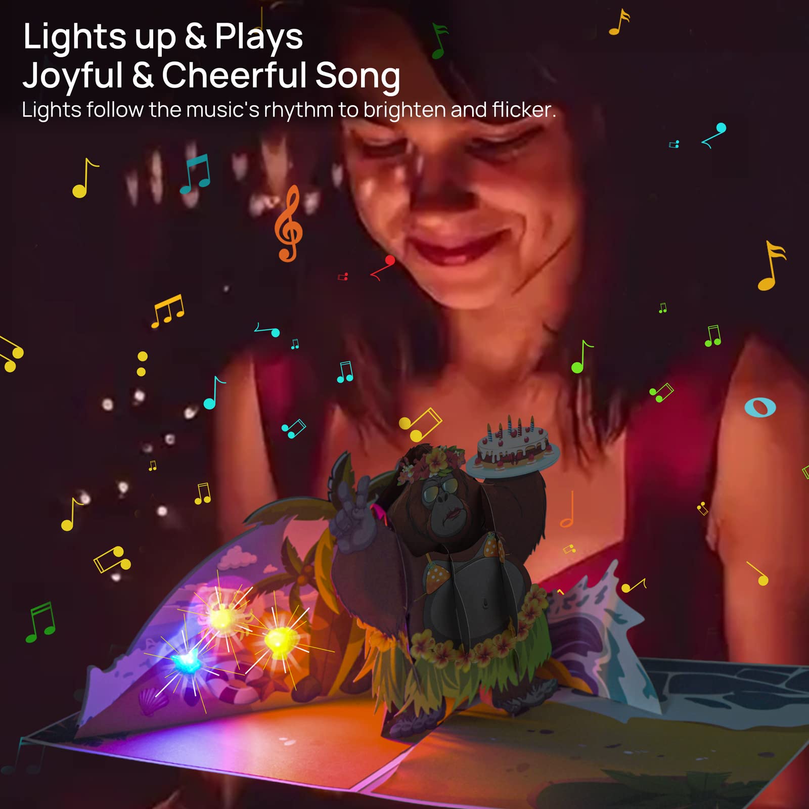 Music Birthday Cards with Lights - Pop Up Greeting Cards for Women & Men | Funny & Unique Party Invitations for Bachelorette, Bachelor, Birthday Celebrations