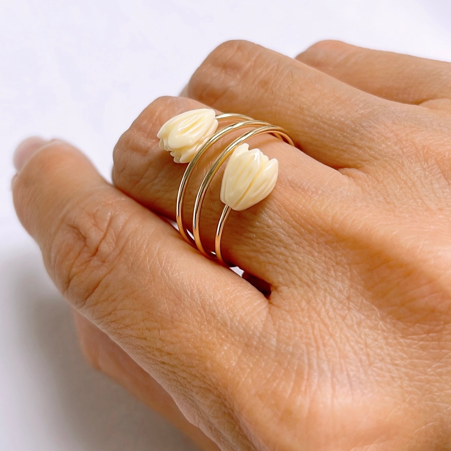 Ihilani Pikake Beaded Ring (R219) - Elegant Hawaiian Floral Jewelry for Women, Perfect for Weddings & Special Occasions