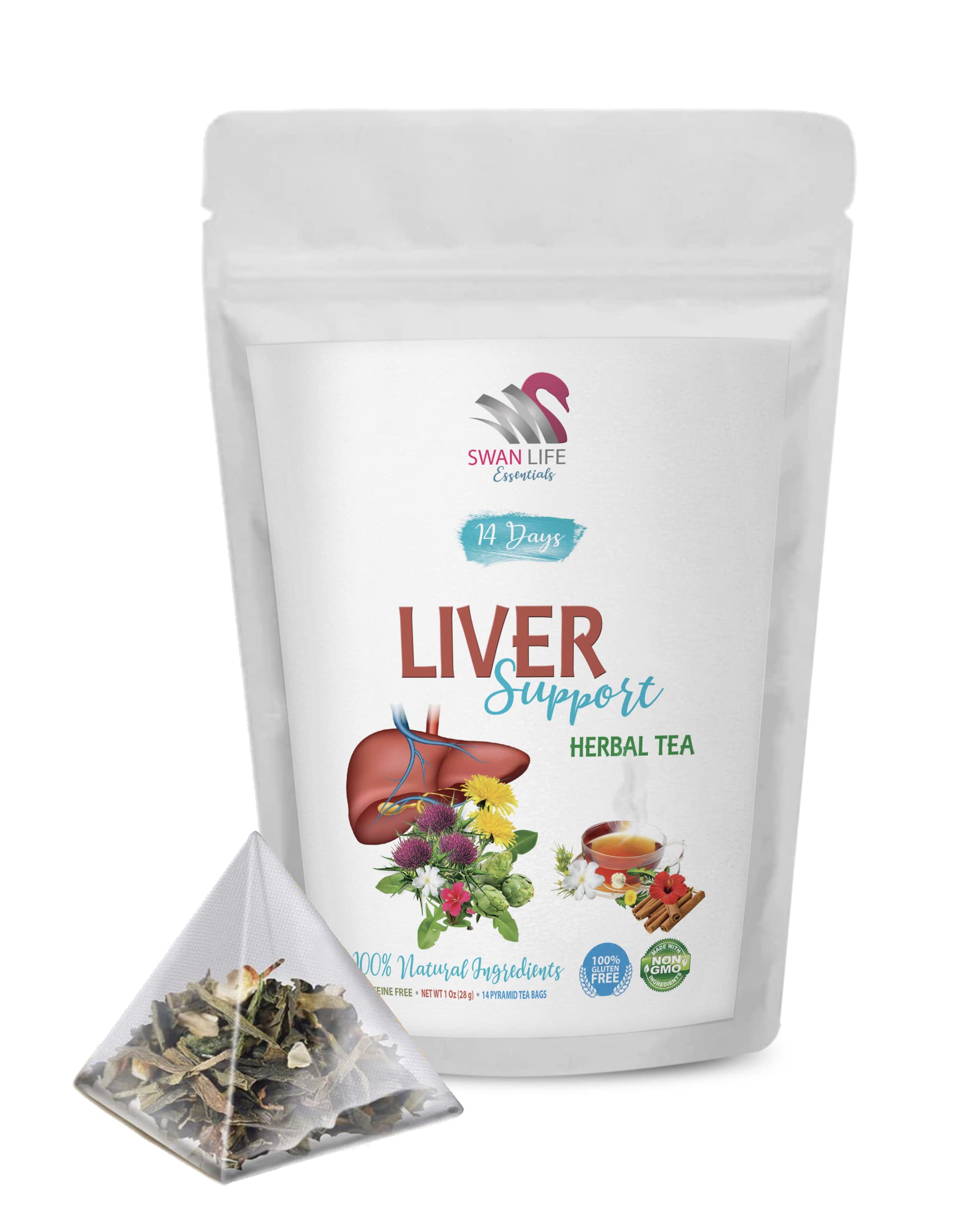 Organic Liver Detox Herbal Tea with Burdock Root & Dandelion - Caffeine Free Liver Cleanse & Repair Support - 14 Tea Bags (14 Day Supply) - Perfect for Daily Detox, Post-Holiday Recovery & Wellness Routine