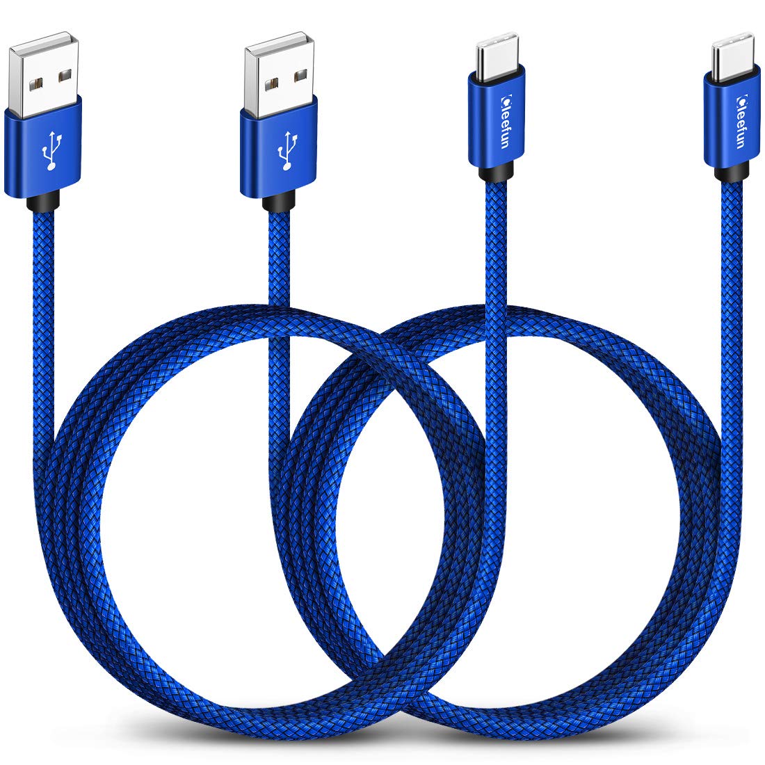 Fast Charging USB C Cable 2-Pack [6FT, 3A] - Nylon Braided Type C Charger Cord for Samsung Galaxy S10/S20/S21/S9/S8/Note 20/10 & Xperia 10 - Perfect for Home, Office & Travel Charging