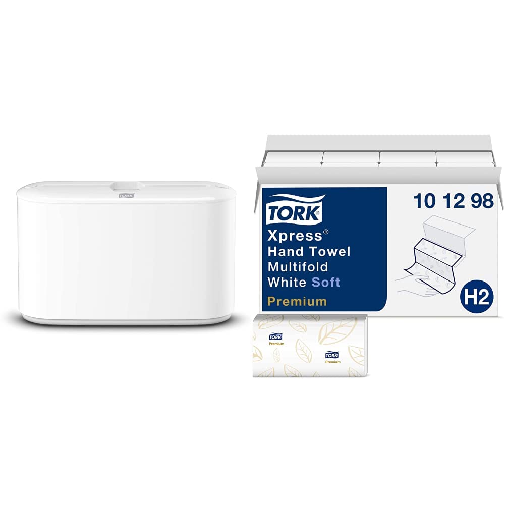 Tork Xpress Paper Towel Dispenser & Extra Soft Multifold Hand Towels - 16 Pack Bulk Commercial Grade for Restaurants, Offices & Public Restrooms