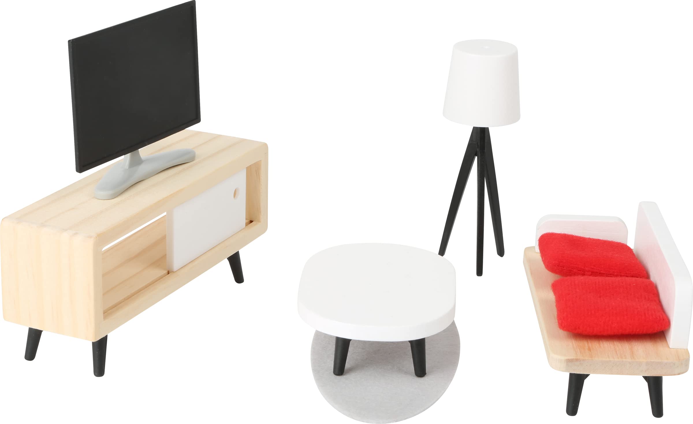Small Foot 11414 Maison de Poupée en Bois - Ensemble Complet avec Salle de Séjour, Cuisine, Chambre et Salle de Bains - Jouet Éducatif pour Enfants à Partir de 3 Ans - Idéal pour Jeu Créatif et Développement de l'Imagination