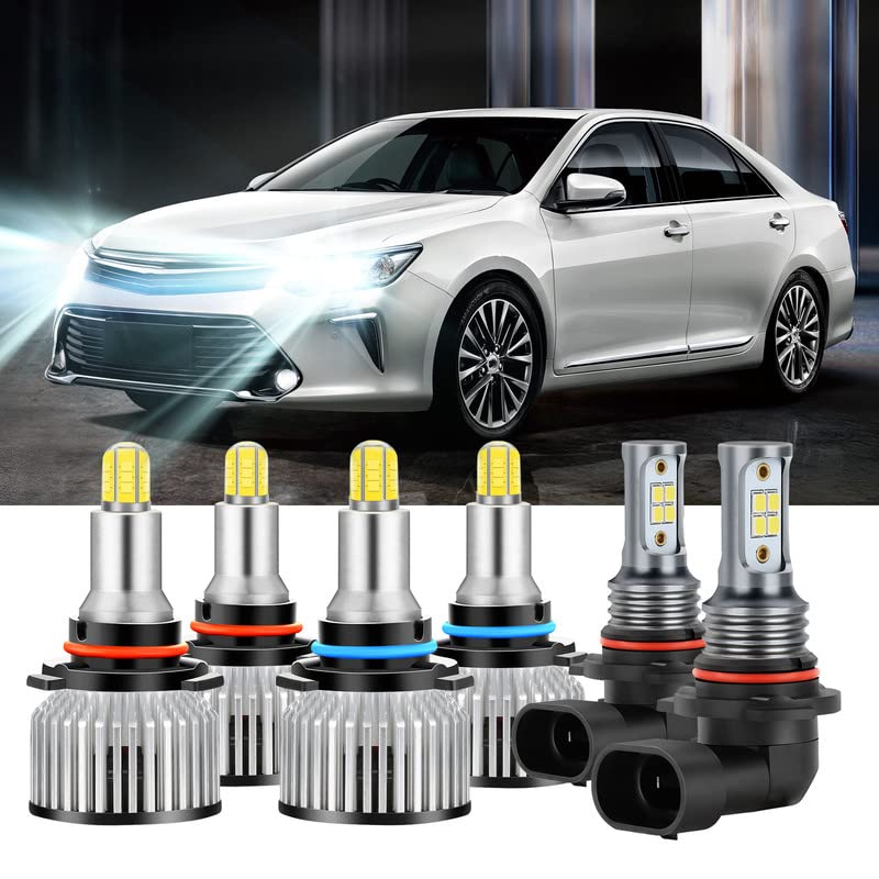 2000-2006 TOYOTA CAMRY LED Headlight Bulbs 9005+9006 High/Low Beam & 9006 LED Fog Lights 6000K Cool White - Plug & Play, Pack of 6 - Bright Upgrade for Night Driving & Foggy Conditions