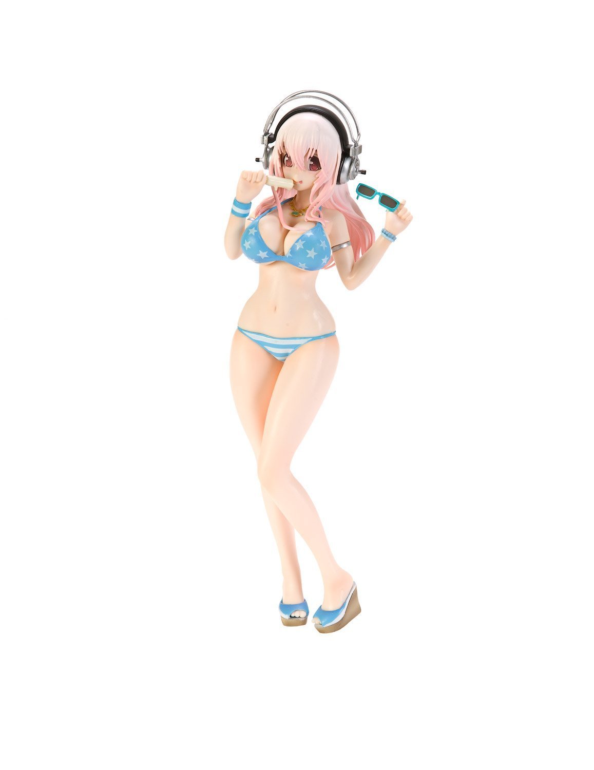 Super Sonico Anime Figure - Summer Beach Swimsuit Music Edition with Ice Sunglasses - Collectible Prize Toy by Taito - Perfect for Anime Fans, Collectors, and Beach-Themed Displays