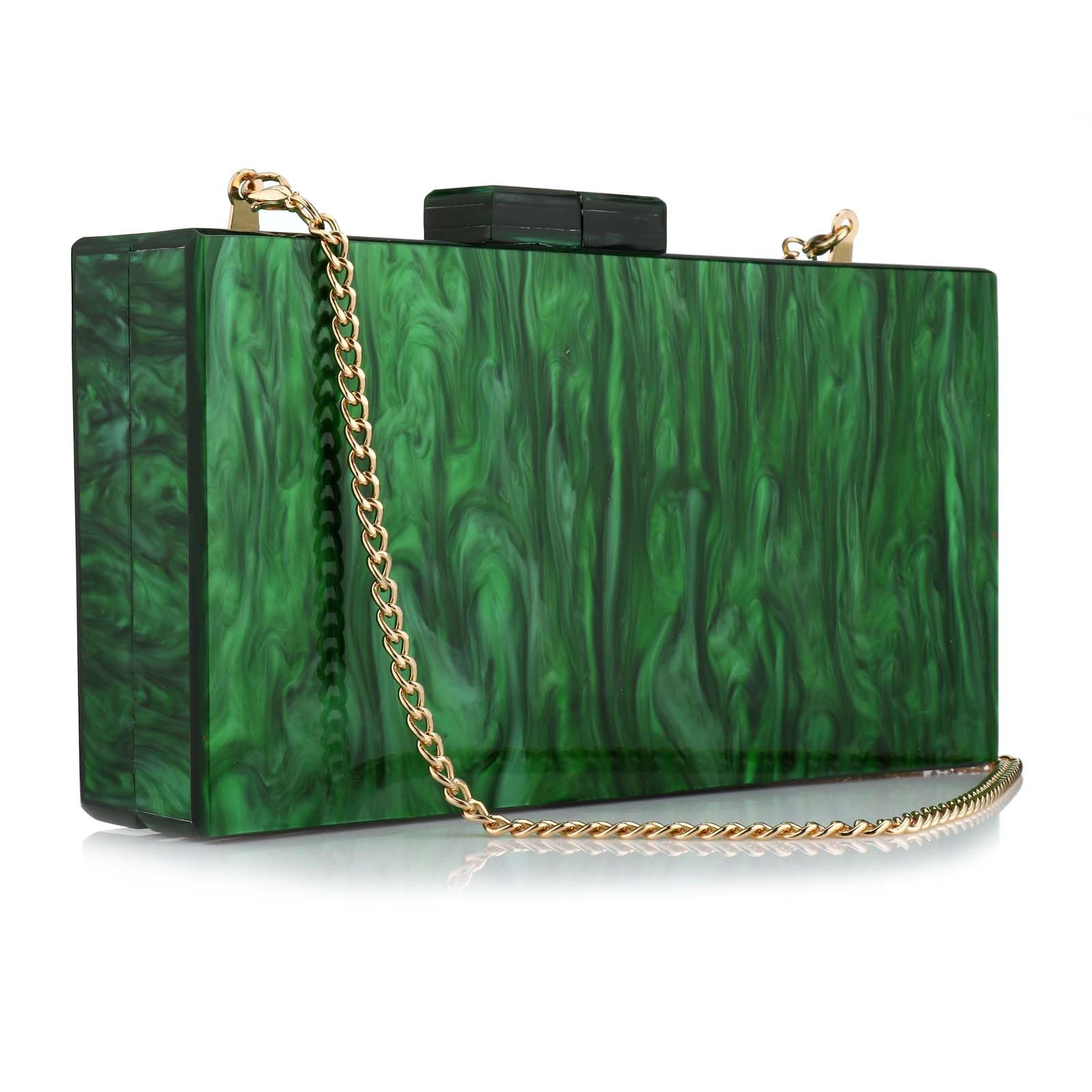 YYW Women's Acrylic Clutch Purse - Elegant Marbling Crossbody Bag with Detachable Chain for Wedding, Evening Party & Special Occasions | Multicolor Handbag for Women's Fashion Accessories