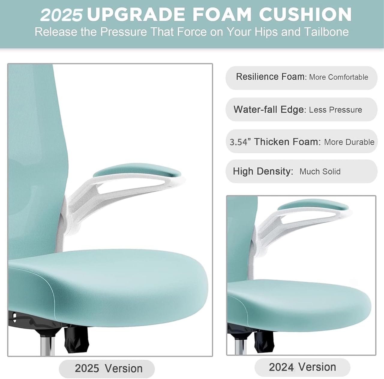Ergonomic Office Chair with Adjustable Lumbar Support & Headrest - High Back Computer Desk Chair for Home Office, Flip-Up Armrests for Guitar Playing, Comfortable Task Chair for Long Hours Working | Perfect for Home Office, Gaming & Music Practice