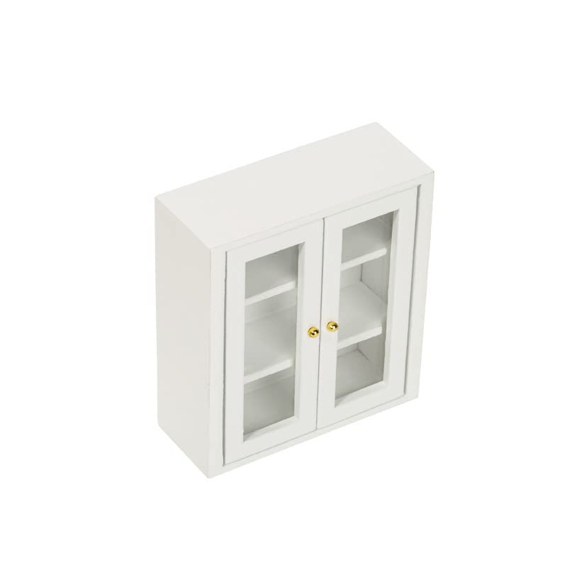 1:12 Scale Dollhouse Wall Cabinet - White Wooden Miniature Cupboard for Kitchen, Bathroom & Living Room | Hanging Display Shelf for Dollhouse Accessories & Decor | Perfect for DIY Miniature Projects & Home Decoration