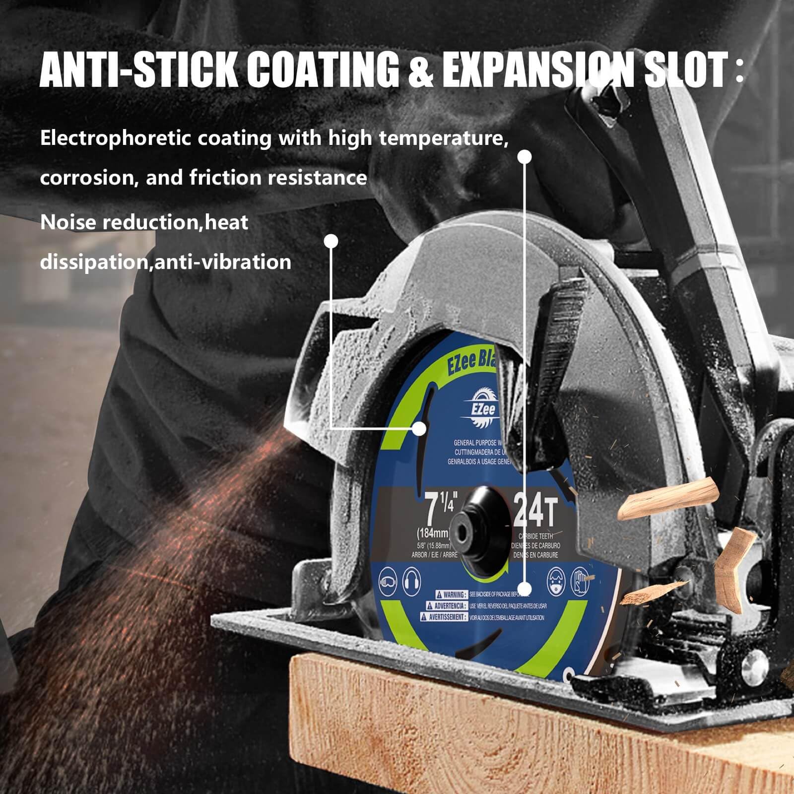 EZee 7-1/4 Inch 24-Tooth Circular Saw Blade with 5/8 Inch Arbor | 0.06