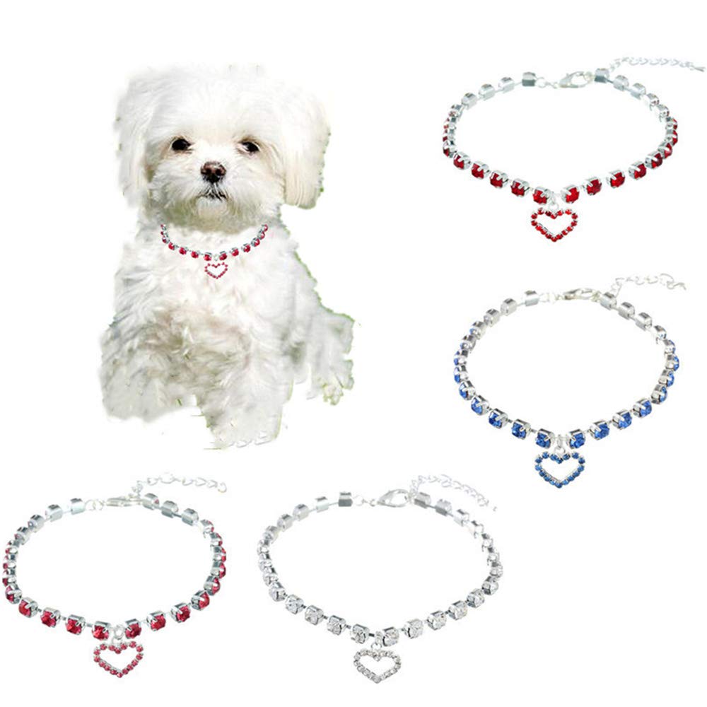 Sparkling Rhinestone Pet Collar for Cats & Dogs - Adjustable Prince/Princess Jewelry with Heart Pendant | Perfect for Weddings, Parties & Special Occasions