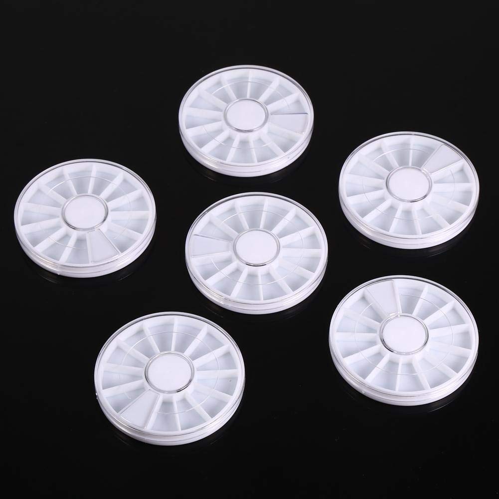 6Pcs/Set 12 Compartments Nail Storage Box - Portable Empty Wheel Organizer for Nail Art Gems & Rhinestones | Durable, Easy to Clean | Perfect for Nail Salons, DIY Manicures & Professional Nail Artists