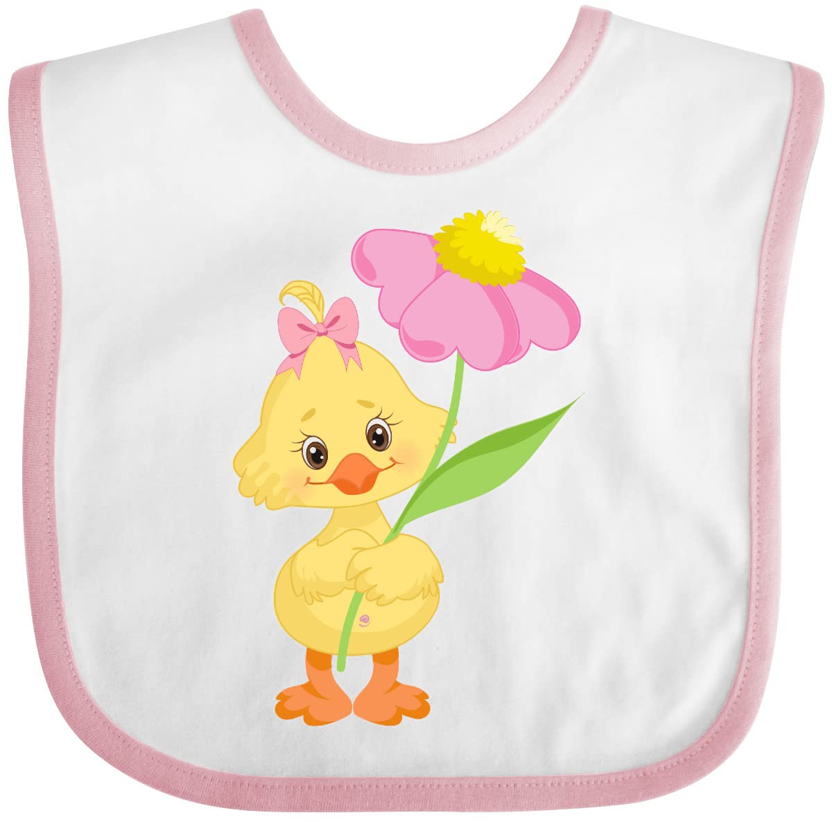 Inktastic Adorable Easter Chick with Pink Flower Baby Bib - Soft & Absorbent for Infants & Toddlers - Perfect for Easter Celebrations, Baby Showers & Everyday Feeding