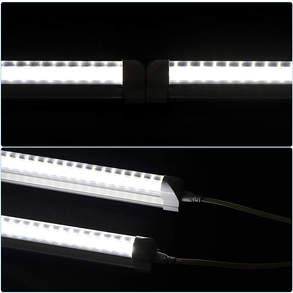 20 Pack 8ft LED Shop Light Fixture - 96'' T8 Integrated Linkable LED Tube Lights, 120W 13500LM 6000K Daylight White, V-Shape Clear Lens, Plug & Play - Perfect for Garage, Warehouse, Workshop, Basement Lighting