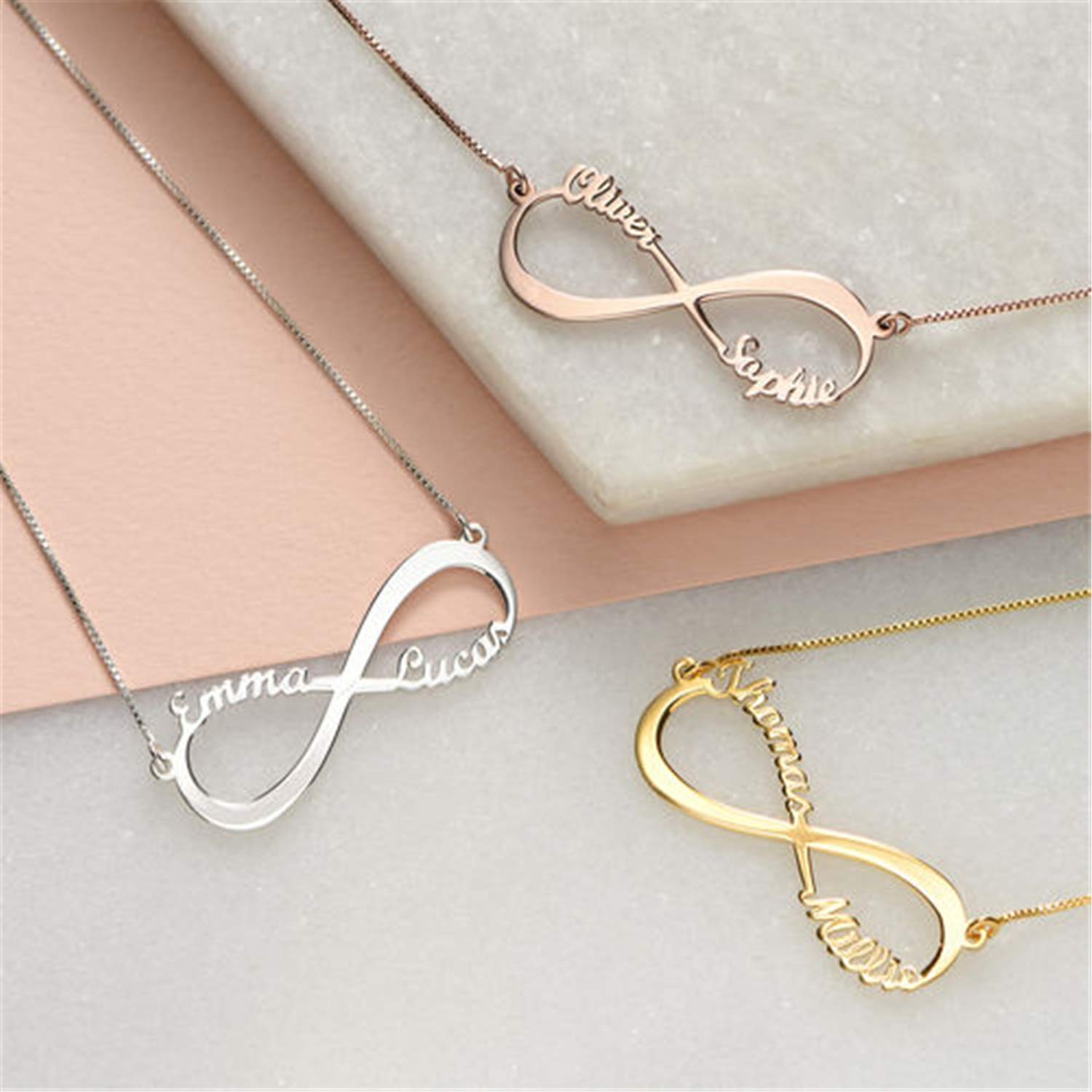 Personalized Infinity Name Necklace - Custom Family Name Pendant in Brass | Gift for Mom, Wife, Anniversary & Valentine's Day