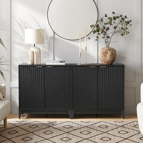 Black Wave Fluted Cabinet