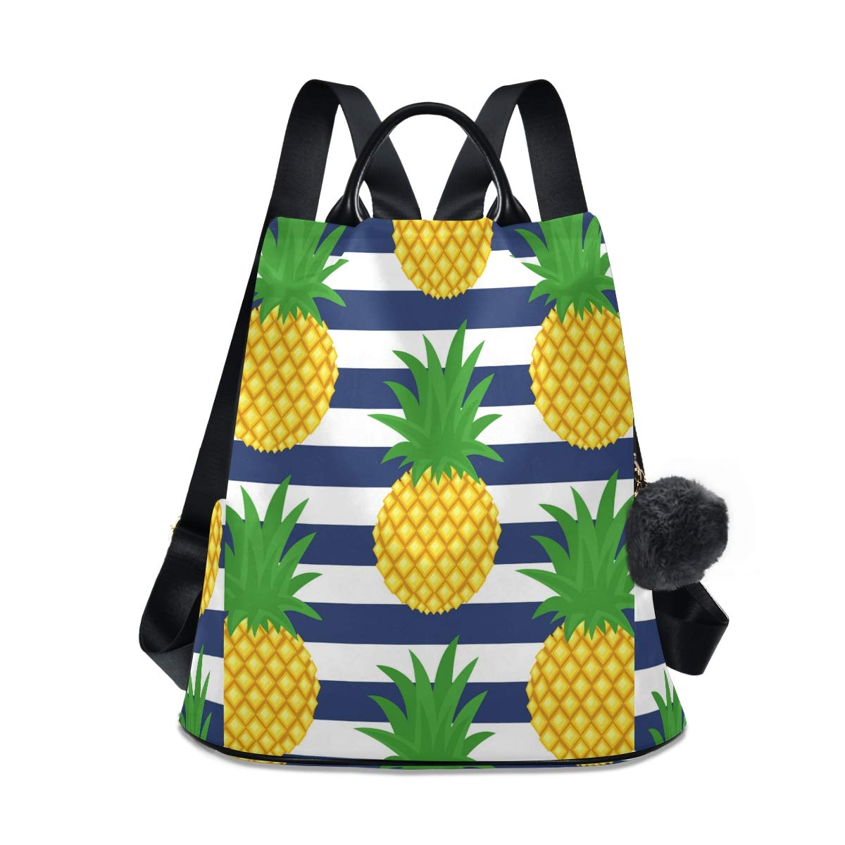 ALAZA Summer Pineapple Navy Striped Backpack - Lightweight Waterproof Daypack for Women & Teens - Perfect for School, Travel, Shopping & Outdoor Adventures