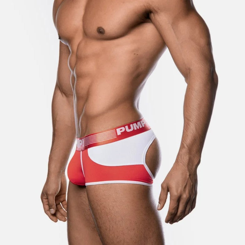 **PUMP! Men's Mesh Jockstrap Boxer Briefs - Red - Breathable & Comfortable Underwear for Workout, Gym & Sports**
