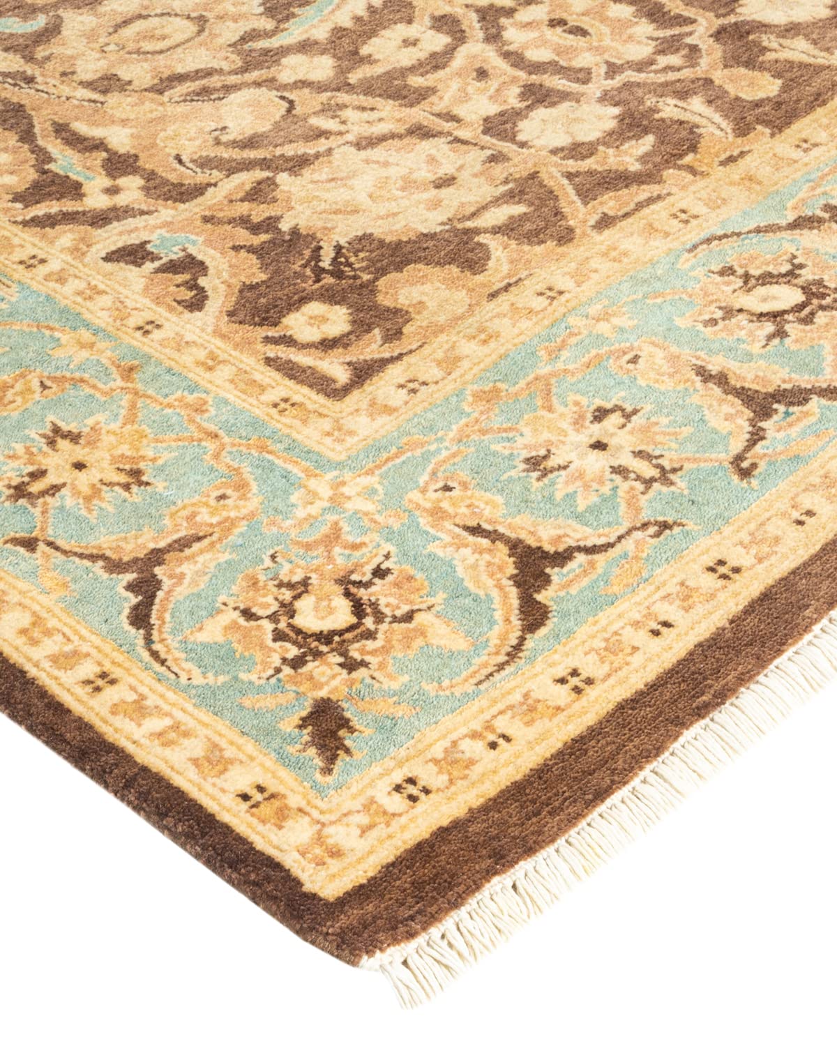 Handmade Traditional Oriental Mogul Brown Wool Area Rug 4x6 - One of a Kind Hand Knotted Solo Rugs for Living Room, Bedroom & Home Decor