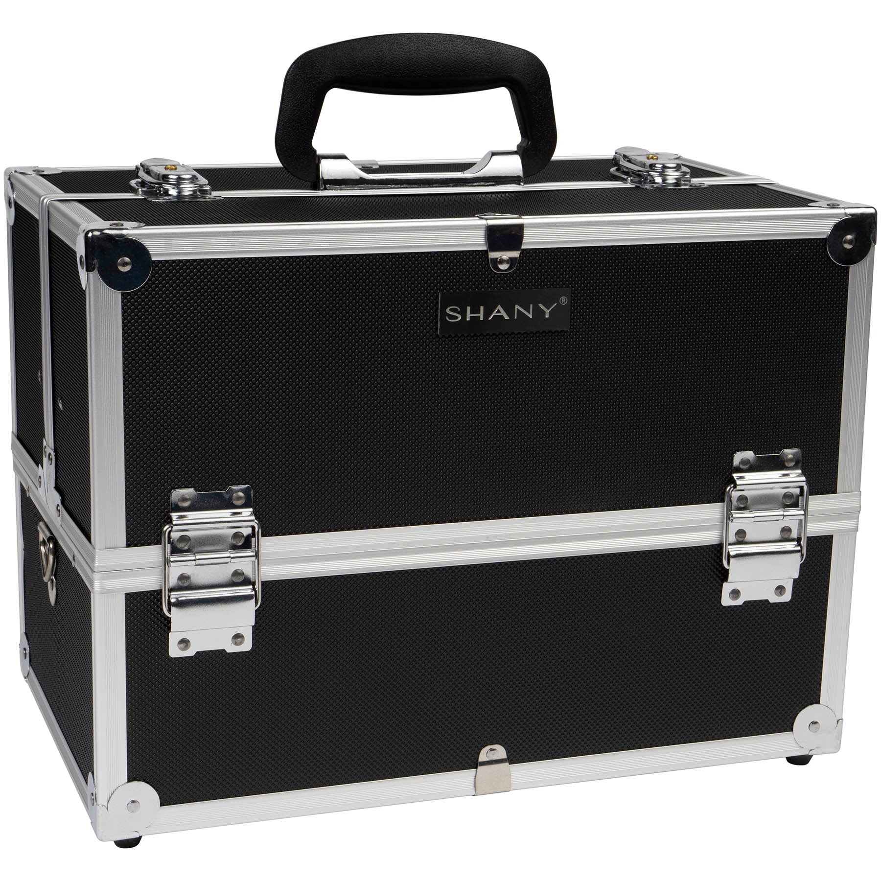 Professional Makeup Train Case with Shoulder Strap & Secure Locks - Portable Cosmetic Organizer for Travel, Salon, and Makeup Artists