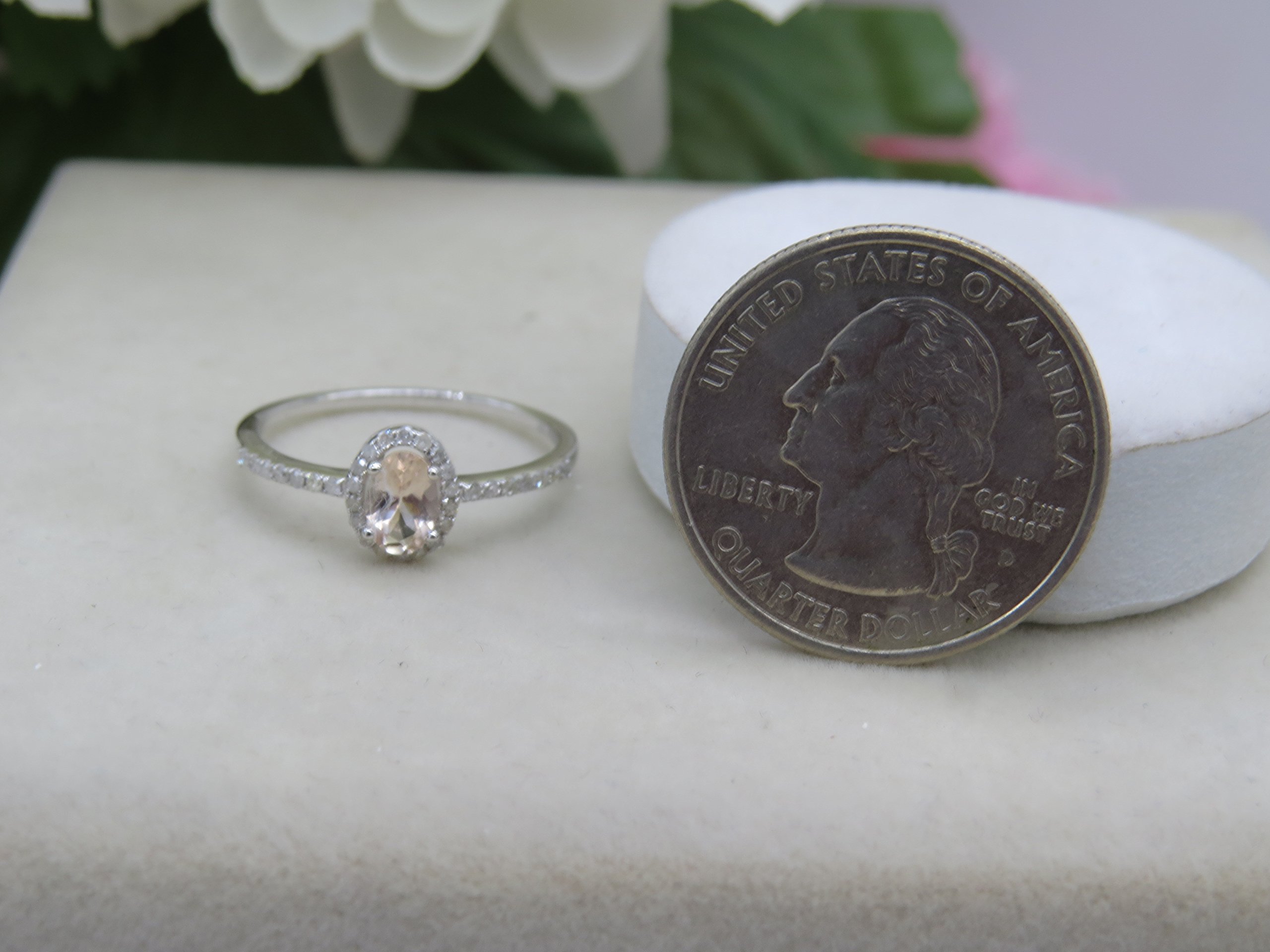 Dazzlingrock Collection Oval Cut Morganite & Round Cut White Diamond Halo Engagement Ring in Sterling Silver - Perfect for Bridal, Wedding, and Proposal Gifts