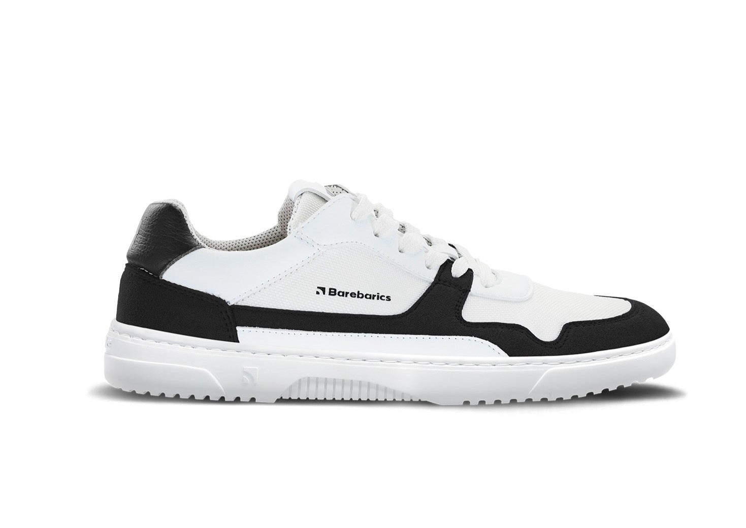 Barefoot Sneakers Barebarics Zing - White & Black Minimalist Shoes for Men & Women | Lightweight & Flexible for Running, Walking & Gym Workouts